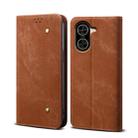 For Redmi A5 4G 171.7mm / Poco C71 Denim Texture Casual Style Horizontal Flip Leather Case(Brown) - 1