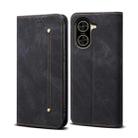 For Redmi A5 4G 171.7mm / Poco C71 Denim Texture Casual Style Horizontal Flip Leather Case(Black) - 1