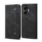 For Redmi Turbo 4 Pro Denim Texture Casual Style Horizontal Flip Leather Case(Black) - 1