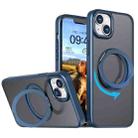 For iPhone 14 Plus Wing Series MagSafe Magnetic Ring Holder Phone Case(Blue) - 1