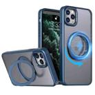 For iPhone 11 Pro Max Wing Series MagSafe Magnetic Ring Holder Phone Case(Blue) - 1