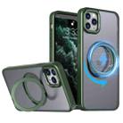 For iPhone 11 Pro Max Wing Series MagSafe Magnetic Ring Holder Phone Case(Green) - 1