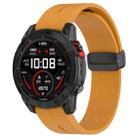 For Garmin Fenix 7X Magnetic Folding Black Buckle Silicone Watch Band(Dark Yellow) - 1