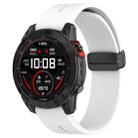 For Garmin Fenix 7X Magnetic Folding Black Buckle Silicone Watch Band(White) - 1