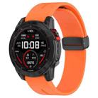 For Garmin Fenix 7X Magnetic Folding Black Buckle Silicone Watch Band(Orange) - 1