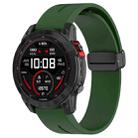 For Garmin Fenix 7X Magnetic Folding Black Buckle Silicone Watch Band(Army Green) - 1