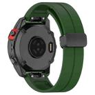 For Garmin Fenix 7X Magnetic Folding Black Buckle Silicone Watch Band(Army Green) - 2