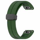 For Garmin Fenix 7X Magnetic Folding Black Buckle Silicone Watch Band(Army Green) - 3