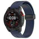 For Garmin Fenix 7X Magnetic Folding Black Buckle Silicone Watch Band(Midnight Blue) - 1