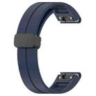 For Garmin Fenix 7X Magnetic Folding Black Buckle Silicone Watch Band(Midnight Blue) - 3