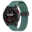 For Garmin Fenix 7 Magnetic Folding Black Buckle Silicone Watch Band(Olive Green) - 1