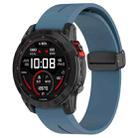 For Garmin Fenix 7 Magnetic Folding Black Buckle Silicone Watch Band(Blue) - 1