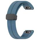 For Garmin Fenix 7 Magnetic Folding Black Buckle Silicone Watch Band(Blue) - 3