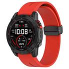 For Garmin Fenix 7 Magnetic Folding Black Buckle Silicone Watch Band(Red) - 1