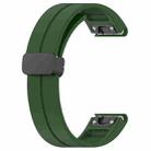 For Garmin Fenix 7 Magnetic Folding Black Buckle Silicone Watch Band(Army Green) - 3