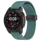 For Garmin Fenix 7S Magnetic Folding Black Buckle Silicone Watch Band(Olive Green) - 1