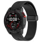 For Garmin Fenix 7S Magnetic Folding Black Buckle Silicone Watch Band(Black) - 1