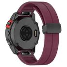 For Garmin Fenix 7S Magnetic Folding Black Buckle Silicone Watch Band(Wine Red) - 2