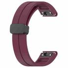 For Garmin Fenix 7S Magnetic Folding Black Buckle Silicone Watch Band(Wine Red) - 3