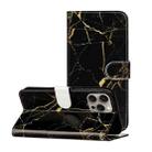 For iPhone 16 Pro Max Colored Drawing Marble Pattern Leather Phone Case(Black Gold Marble) - 1