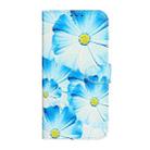 For iPhone 16 Pro Max Colored Drawing Marble Pattern Leather Phone Case(Blue Flower) - 2