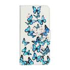 For iPhone 16 Pro Max Colored Drawing Marble Pattern Leather Phone Case(Little Blue Butterflies) - 2