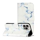 For iPhone 16 Pro Max Colored Drawing Marble Pattern Leather Phone Case(White Marble) - 1