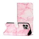 For iPhone 16 Pro Max Colored Drawing Marble Pattern Leather Phone Case(Pink Marble) - 1