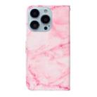 For iPhone 16 Pro Max Colored Drawing Marble Pattern Leather Phone Case(Pink Marble) - 3