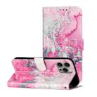 For iPhone 16 Pro Max Colored Drawing Marble Pattern Leather Phone Case(Pink Seawater) - 1