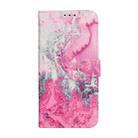 For iPhone 16 Pro Max Colored Drawing Marble Pattern Leather Phone Case(Pink Seawater) - 2