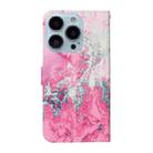 For iPhone 16 Pro Max Colored Drawing Marble Pattern Leather Phone Case(Pink Seawater) - 3