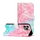 For iPhone 16 Pro Max Colored Drawing Marble Pattern Leather Phone Case(Pink Green Marble) - 1