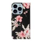 For iPhone 16 Pro Colored Drawing Marble Pattern Leather Phone Case(Azalea) - 3