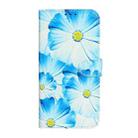 For iPhone 16 Pro Colored Drawing Marble Pattern Leather Phone Case(Blue Flower) - 2