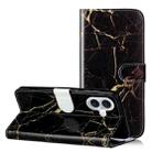 For iPhone 16 Plus Colored Drawing Marble Pattern Leather Phone Case(Black Gold Marble) - 1