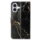 For iPhone 16 Plus Colored Drawing Marble Pattern Leather Phone Case(Black Gold Marble) - 3