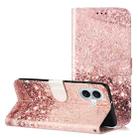 For iPhone 16 Plus Colored Drawing Marble Pattern Leather Phone Case(Rose Gold) - 1