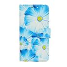 For iPhone 16 Plus Colored Drawing Marble Pattern Leather Phone Case(Blue Flower) - 2