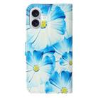 For iPhone 16 Plus Colored Drawing Marble Pattern Leather Phone Case(Blue Flower) - 3