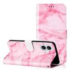 For iPhone 16 Plus Colored Drawing Marble Pattern Leather Phone Case(Pink Marble) - 1