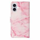 For iPhone 16 Plus Colored Drawing Marble Pattern Leather Phone Case(Pink Marble) - 3