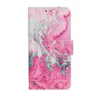 For iPhone 16 Plus Colored Drawing Marble Pattern Leather Phone Case(Pink Seawater) - 2