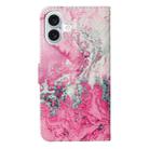 For iPhone 16 Plus Colored Drawing Marble Pattern Leather Phone Case(Pink Seawater) - 3