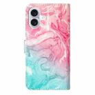 For iPhone 16 Plus Colored Drawing Marble Pattern Leather Phone Case(Pink Green Marble) - 3