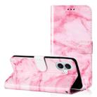 For iPhone 16 Colored Drawing Marble Pattern Leather Phone Case(Pink Marble) - 1