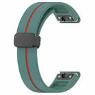 For Garmin Fenix 7X Two Color Magnetic Folding Black Buckle Silicone Watch Band(Olive Green Red) - 3