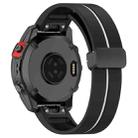 For Garmin Fenix 7X Two Color Magnetic Folding Black Buckle Silicone Watch Band(Black White) - 2