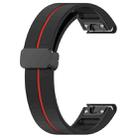 For Garmin Fenix 7X Two Color Magnetic Folding Black Buckle Silicone Watch Band(Black Red) - 3