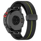 For Garmin Fenix 7X Two Color Magnetic Folding Black Buckle Silicone Watch Band(Black Lime) - 2